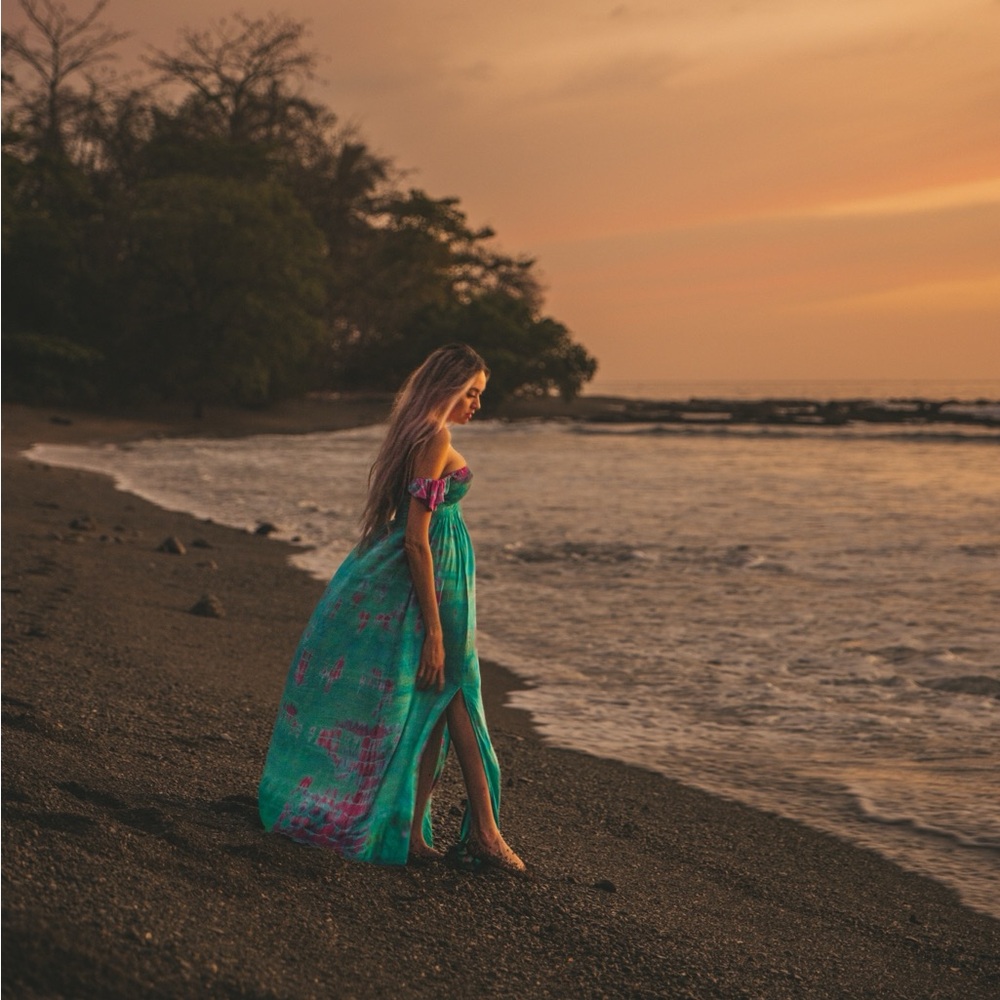 Tiare Hawaii Teal Blue Green Tie Dye Hollie Maxi